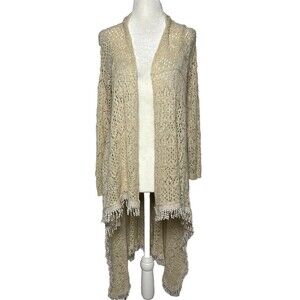 Open Knit Asymmetrical Cardigan Open Front Boho Cottagecore Farmcore Fall SZ M